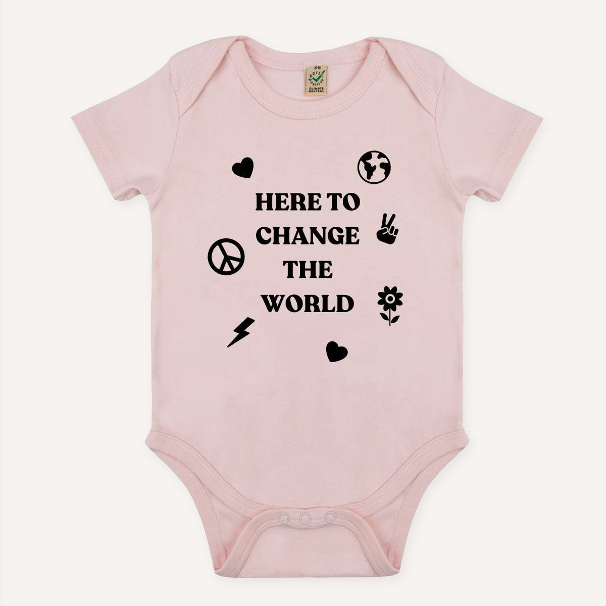 Here To Change The World Babygrow-Feminist Apparel, Feminist Clothing, Feminist Baby Onesie, EPB02-The Spark Company