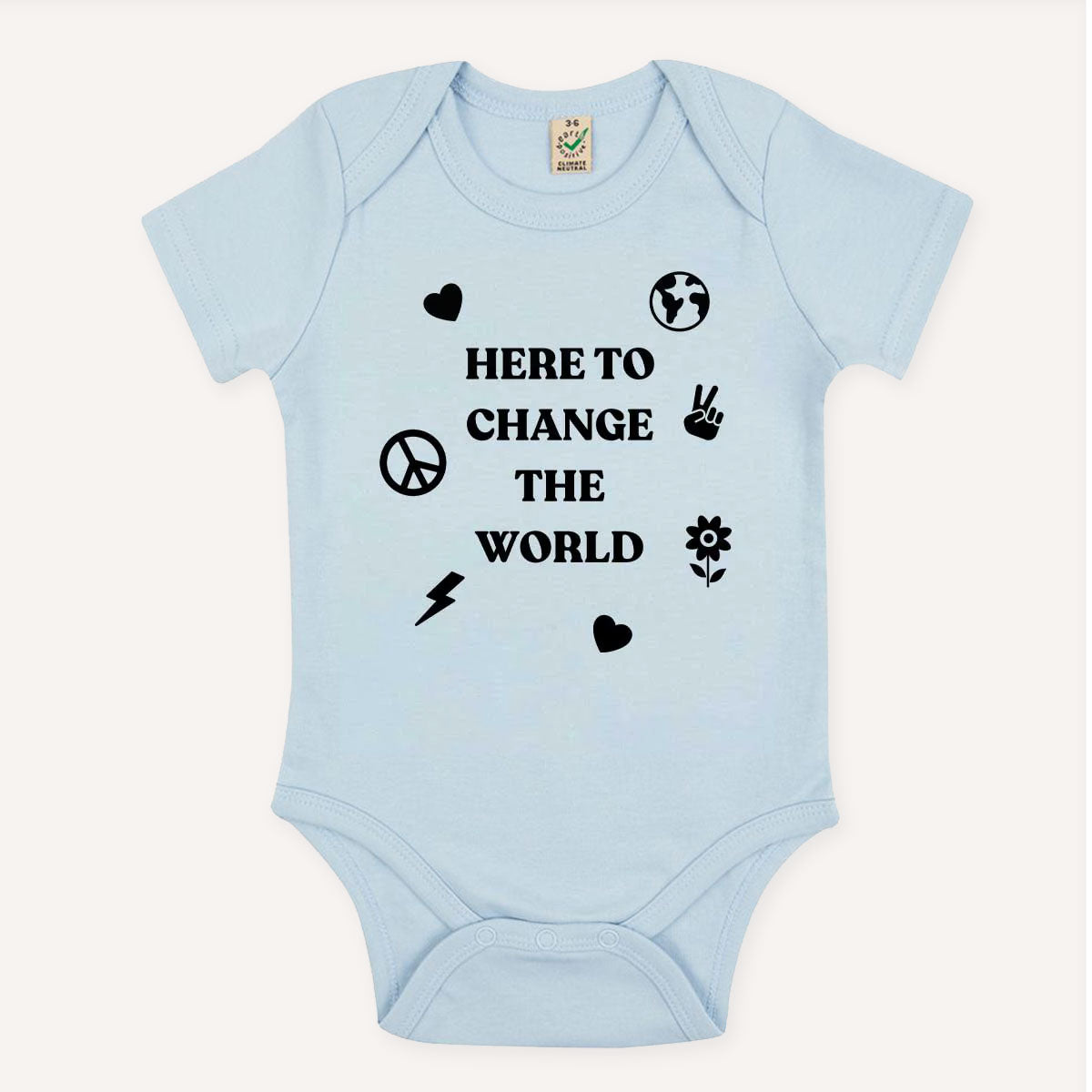 Here To Change The World Babygrow-Feminist Apparel, Feminist Clothing, Feminist Baby Onesie, EPB02-The Spark Company