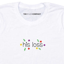 Load image into Gallery viewer, His Loss Embroidered T-Shirt-Feminist Apparel, Feminist Clothing, Feminist T Shirt, BC3001-The Spark Company