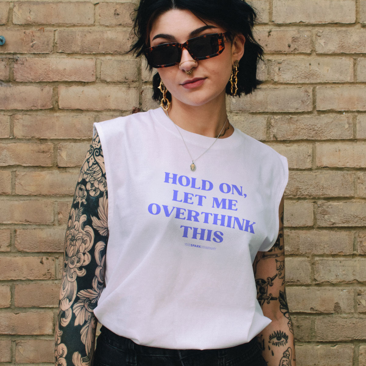 Hold On, Let Me Overthink This Sleeveless T-Shirt-Feminist Apparel, Feminist Clothing, Feminist Sleeveless T Shirt, EP01S-The Spark Company