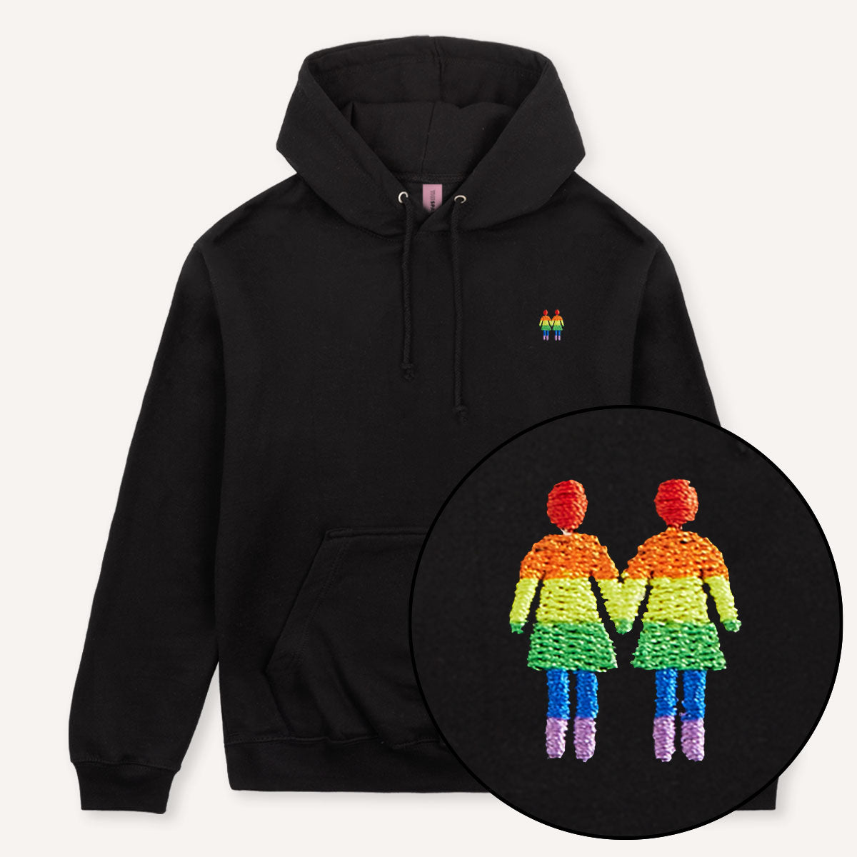 Holding Hands Embroidered Hoodie-Feminist Apparel, Feminist Clothing, Feminist Hoodie, JH001-The Spark Company