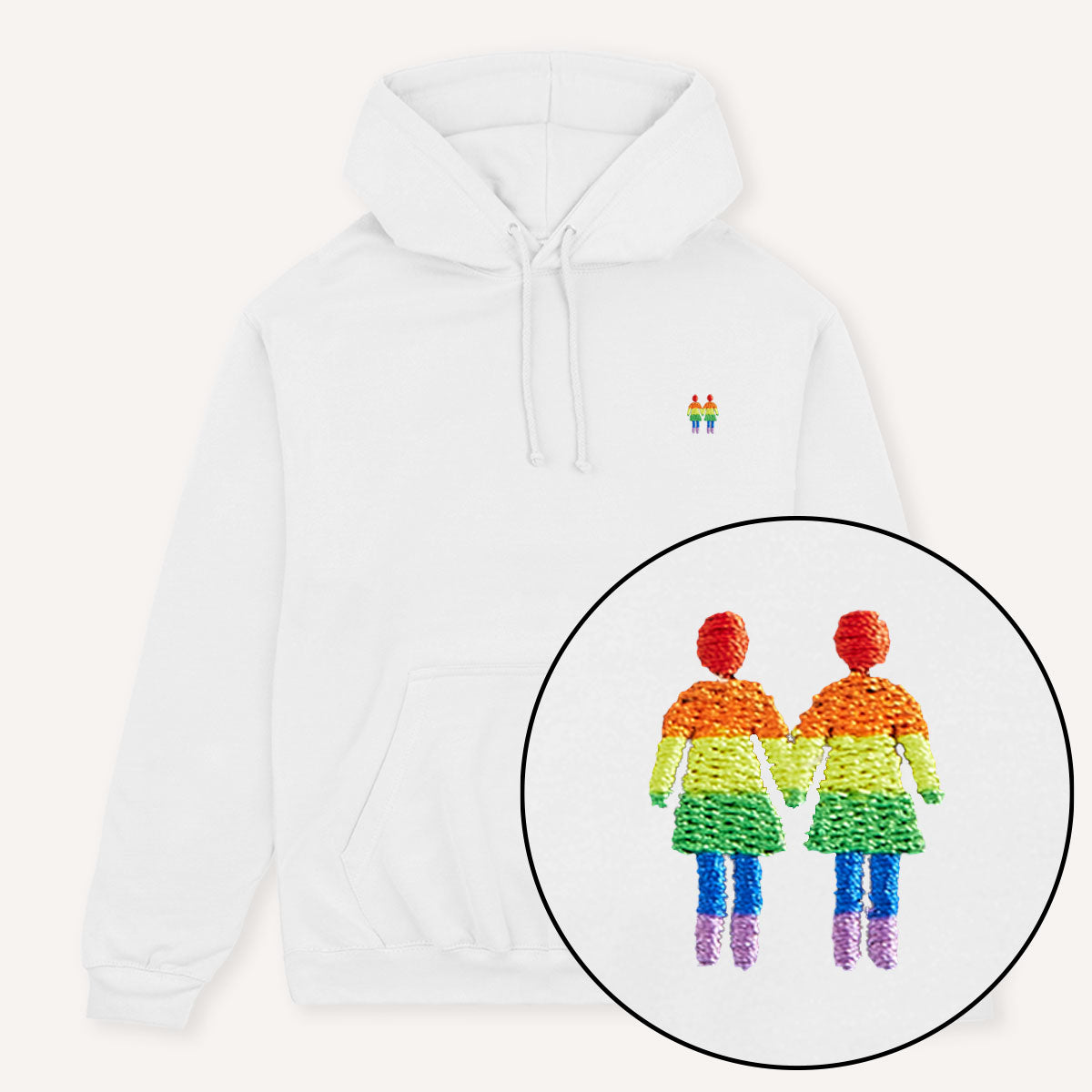 Holding Hands Embroidered Hoodie-Feminist Apparel, Feminist Clothing, Feminist Hoodie, JH001-The Spark Company