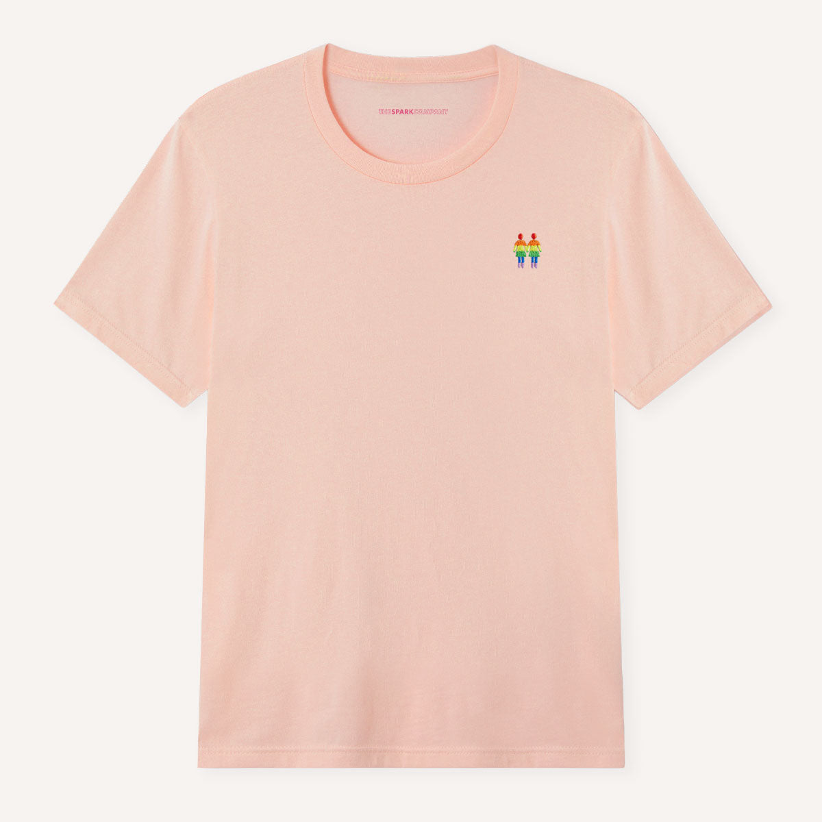 Holding Hands Embroidered Pride T-Shirt-LGBT Apparel, LGBT Clothing, LGBT T Shirt, BC3001-The Spark Company