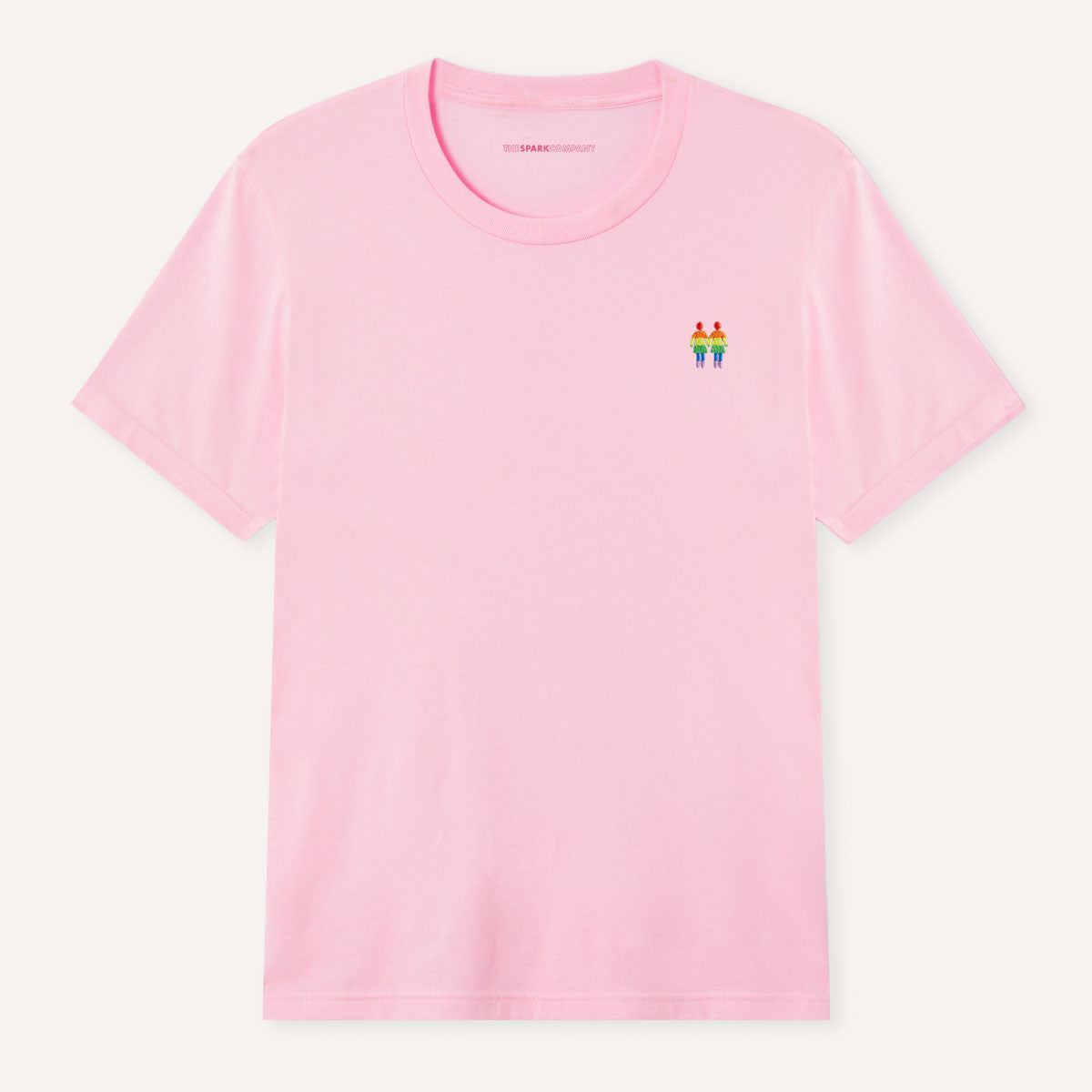 Holding Hands Embroidered Pride T-Shirt-LGBT Apparel, LGBT Clothing, LGBT T Shirt, BC3001-The Spark Company