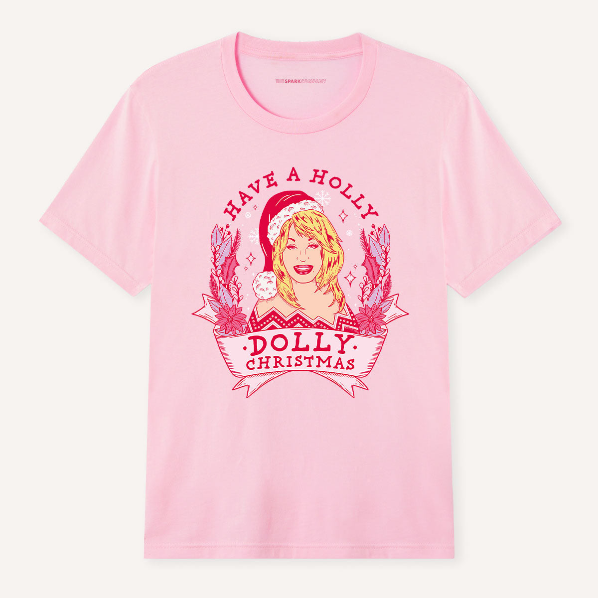 Holly Dolly Christmas Ugly Christmas T-Shirt-Feminist Apparel, Feminist Clothing, Feminist T Shirt, BC3001-The Spark Company