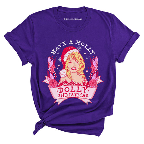 Holly Dolly Christmas Ugly Christmas T-Shirt-Feminist Apparel, Feminist Clothing, Feminist T Shirt, BC3001-The Spark Company