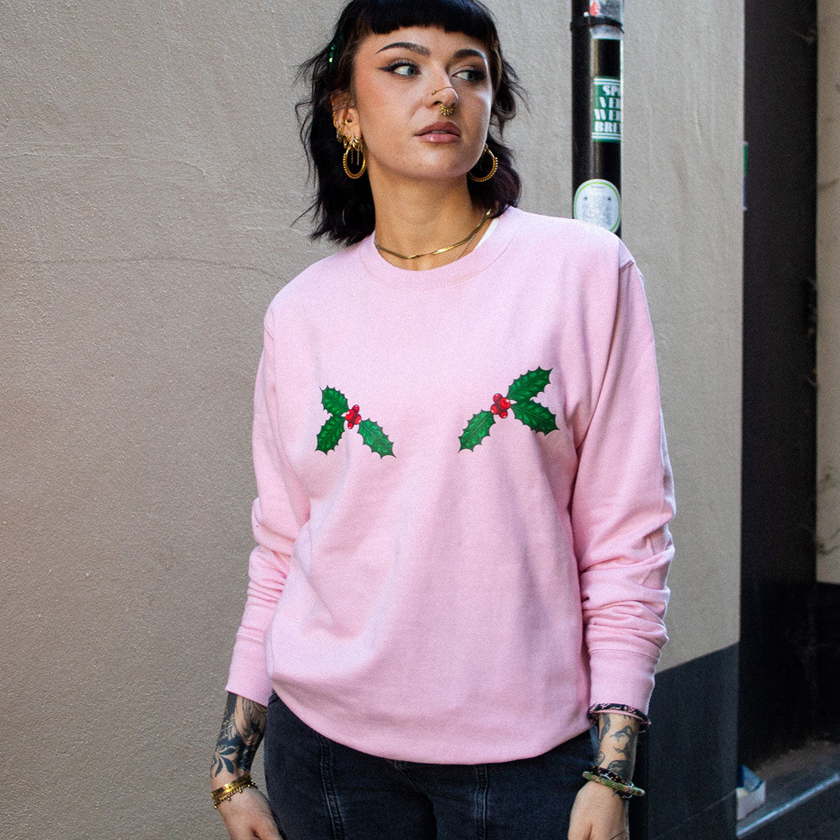 Holly Tits Christmas Jumper-Feminist Apparel, Feminist Clothing, Feminist Sweatshirt, JH030-The Spark Company