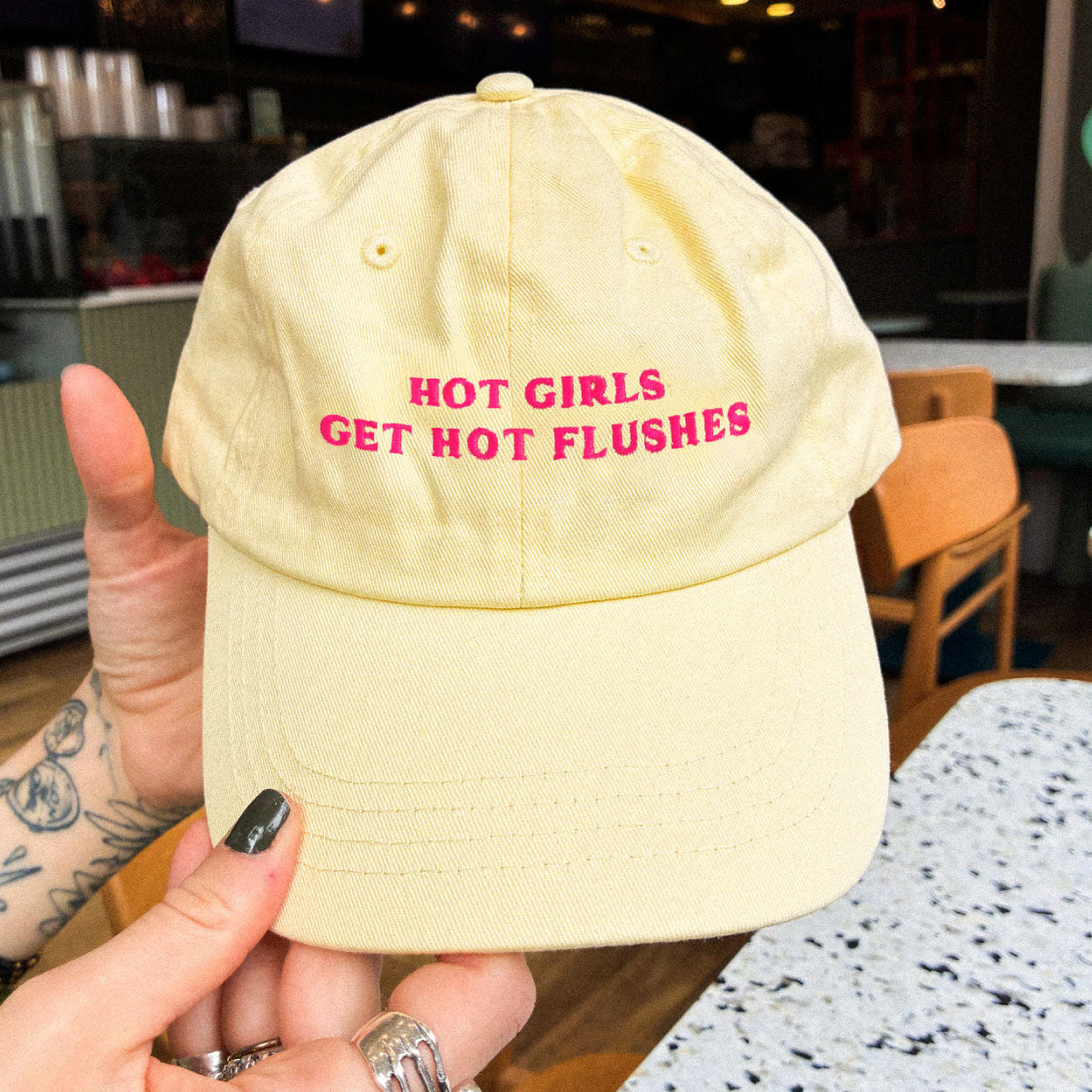 Hot Girls Get Hot Flushes Slogan Cap-Feminist Apparel, Feminist Gift, Slogan Cap, BC653-The Spark Company