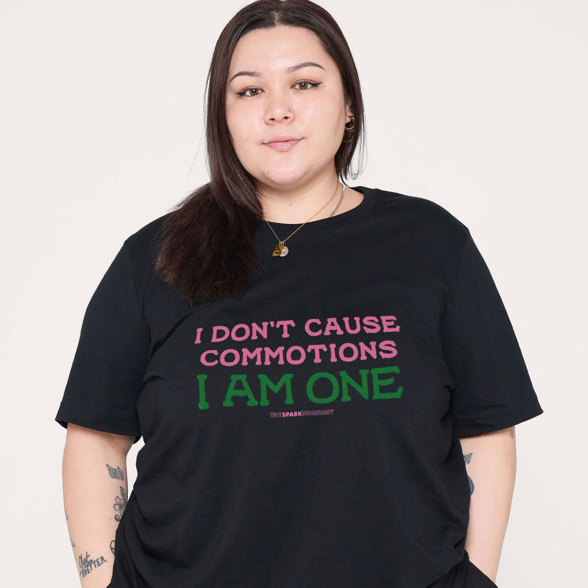 I Don't Cause Commotions, I Am One T-Shirt-Feminist Apparel, Feminist Clothing, Feminist T Shirt, BC3001-The Spark Company