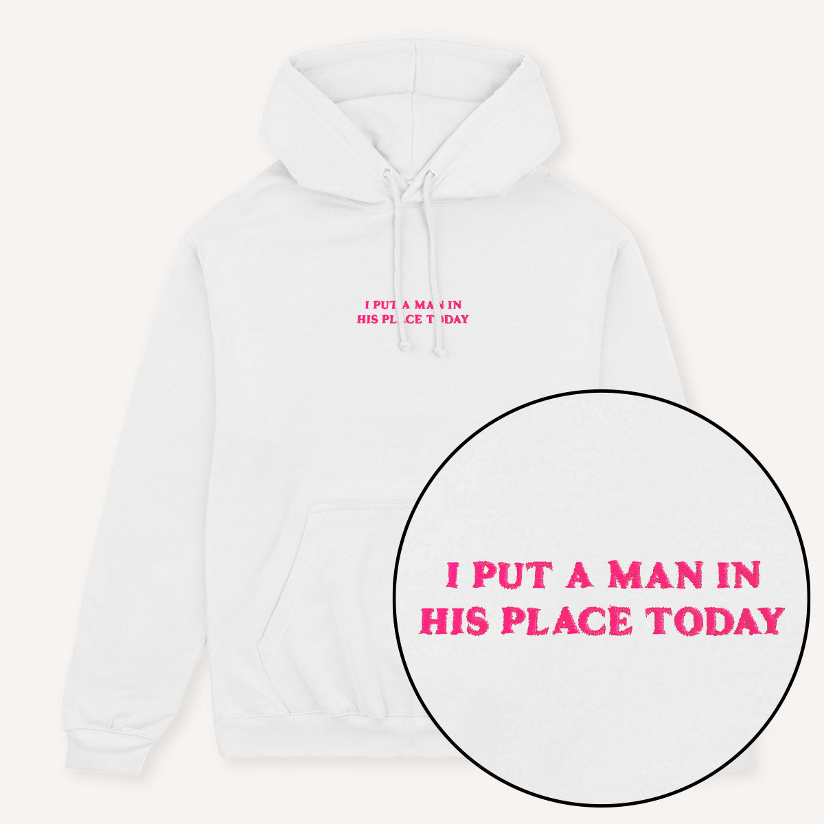 I Put A Man In His Place Today Embroidered Hoodie-Feminist Apparel, Feminist Clothing, Feminist Hoodie, JH001-The Spark Company