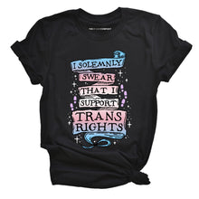 Load image into Gallery viewer, I Solemnly Swear That I Support Trans Rights T-Shirt-LGBT Apparel, LGBT Clothing, LGBT T Shirt, BC3001-The Spark Company