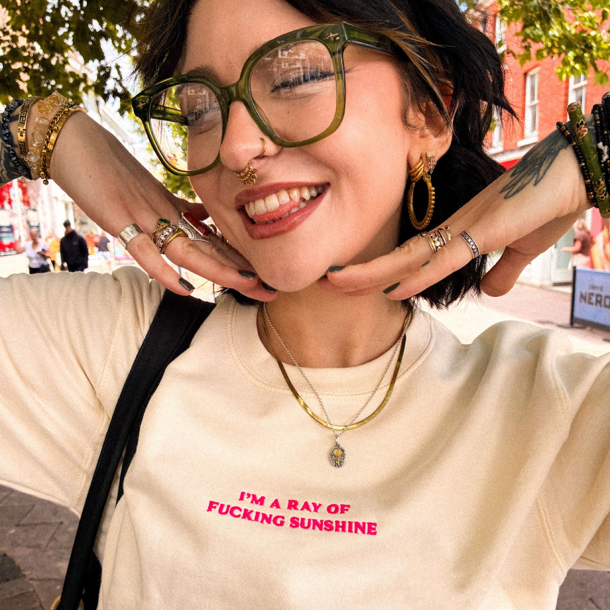 I'm A Ray Of F*cking Sunshine Embroidered Sweatshirt-Feminist Apparel, Feminist Clothing, Feminist Sweatshirt, JH030-The Spark Company