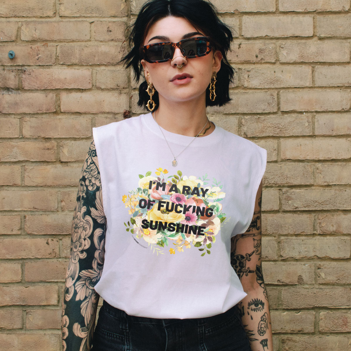 I'm A Ray Of F*cking Sunshine Sleeveless T-Shirt-Feminist Apparel, Feminist Clothing, Feminist Sleeveless T Shirt, EP01S-The Spark Company