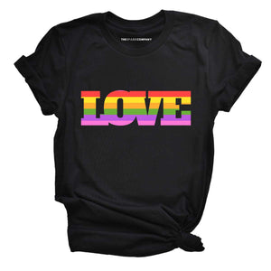 LOVE Rainbow T-Shirt-LGBT Apparel, LGBT Clothing, LGBT T Shirt, BC3001-The Spark Company