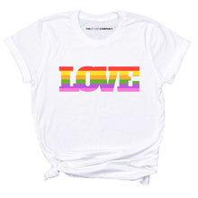Load image into Gallery viewer, LOVE Rainbow T-Shirt-LGBT Apparel, LGBT Clothing, LGBT T Shirt, BC3001-The Spark Company