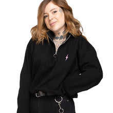 Load image into Gallery viewer, Lightning Embroidered 1/4 Zip Crop Sweatshirt-Feminist Apparel, Feminist Clothing, Feminist Sweatshirt, JH037-The Spark Company