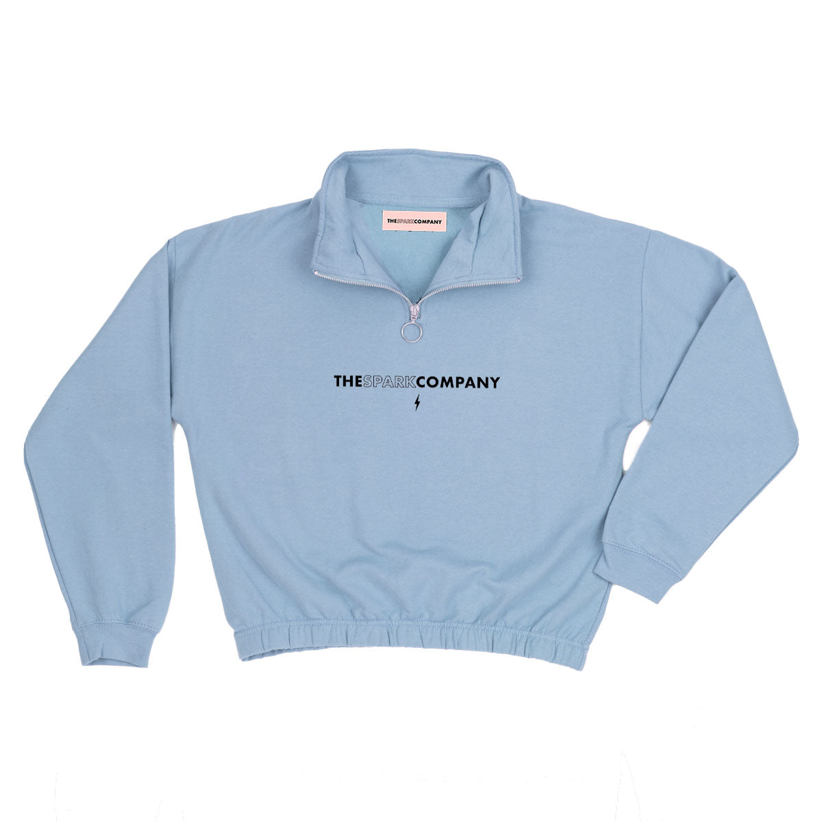 Logo Embroidered 1/4 Zip Crop Sweatshirt-Feminist Apparel, Feminist Clothing, Feminist Sweatshirt, JH037-The Spark Company