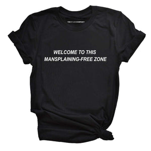 Mansplaining-Free Zone T-Shirt-Feminist Apparel, Feminist Clothing, Feminist T Shirt-The Spark Company