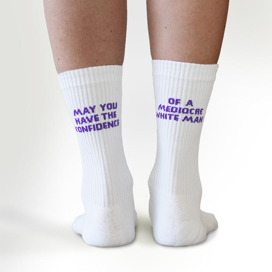 May You Have The Confidence Of A Mediocre White Man Socks-Feminist Apparel, Feminist Clothing, Feminist Socks-The Spark Company