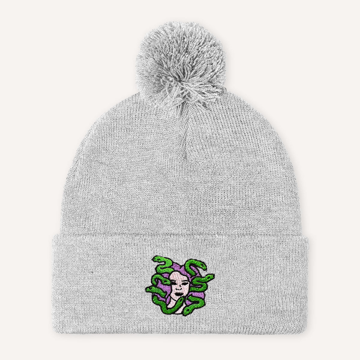 Medusa Embroidered Pom Pom Beanie Hat-Feminist Apparel, Feminist Gift, Feminist Beanie Hat BB426-The Spark Company