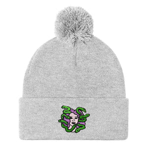 Medusa Embroidered Pom Pom Beanie Hat-Feminist Apparel, Feminist Gift, Feminist Beanie Hat BB426-The Spark Company