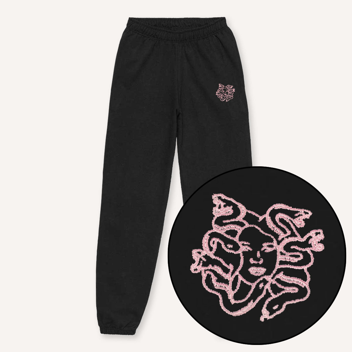 Medusa Embroidery Detail Joggers-Feminist Apparel, Feminist Clothing, Feminist joggers, JH072-The Spark Company