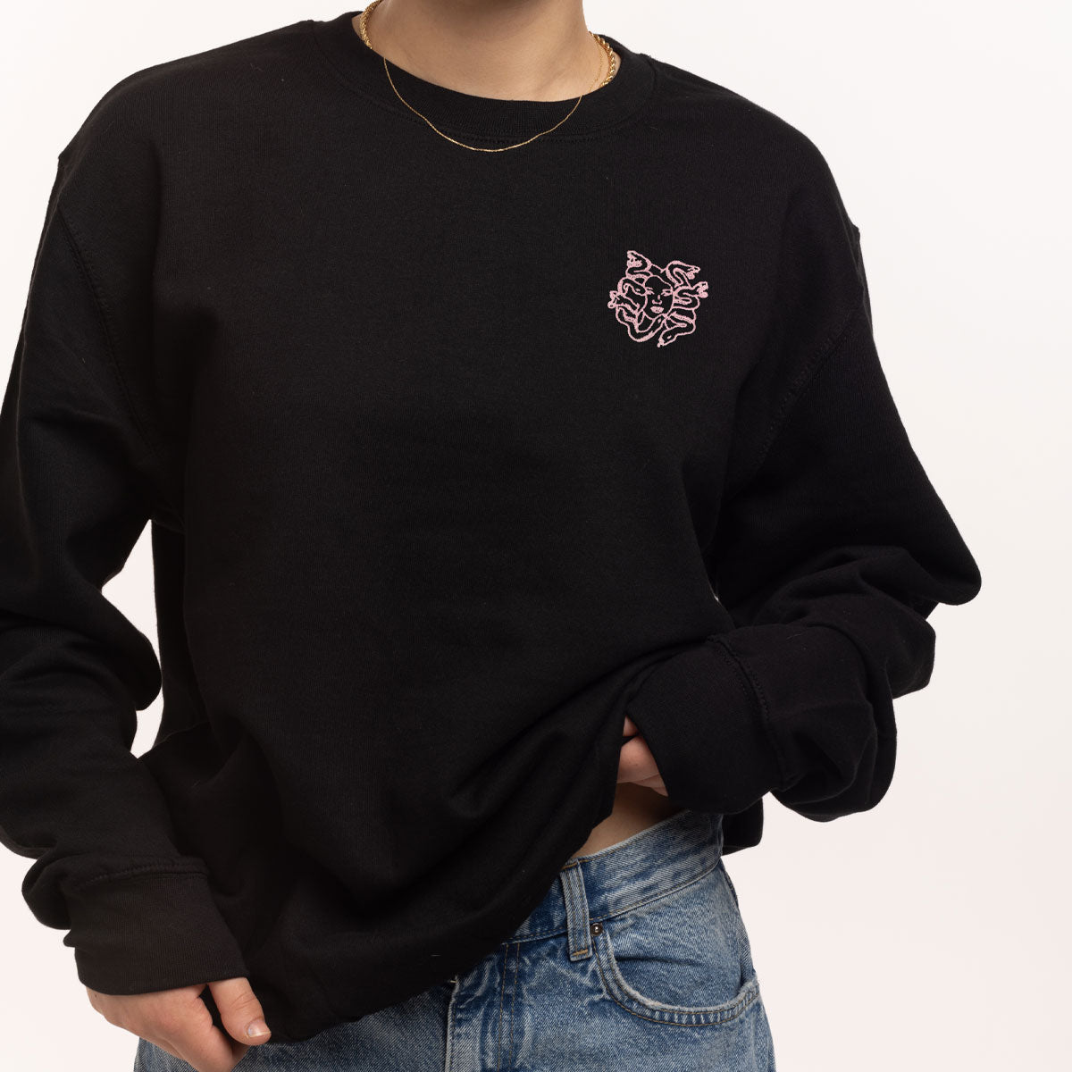 Medusa Embroidery Detail Sweatshirt-Feminist Apparel, Feminist Clothing, Feminist Sweatshirt, JH030-The Spark Company