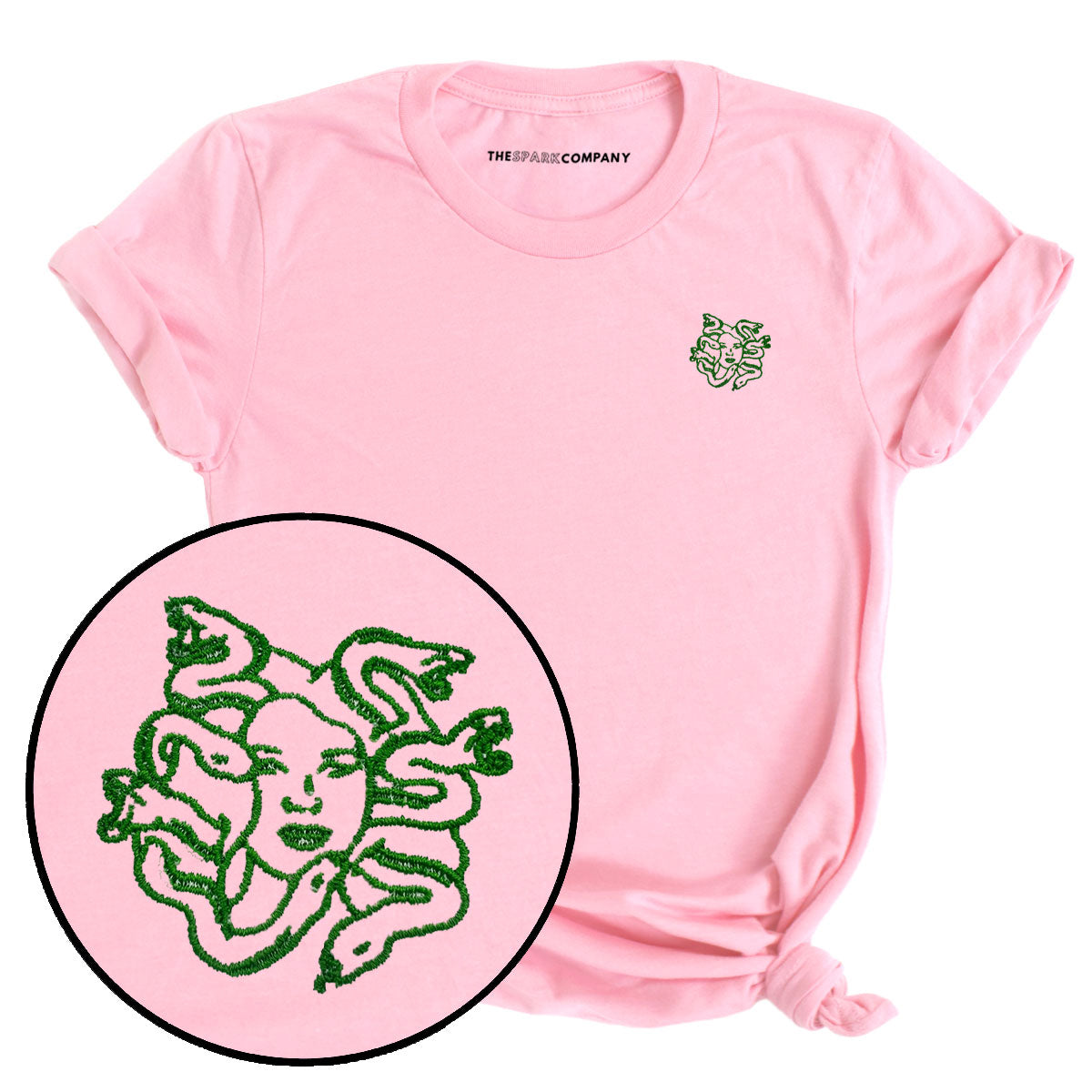 Medusa Embroidery Detail T-Shirt-Feminist Apparel, Feminist Clothing, Feminist T Shirt, BC3001-The Spark Company