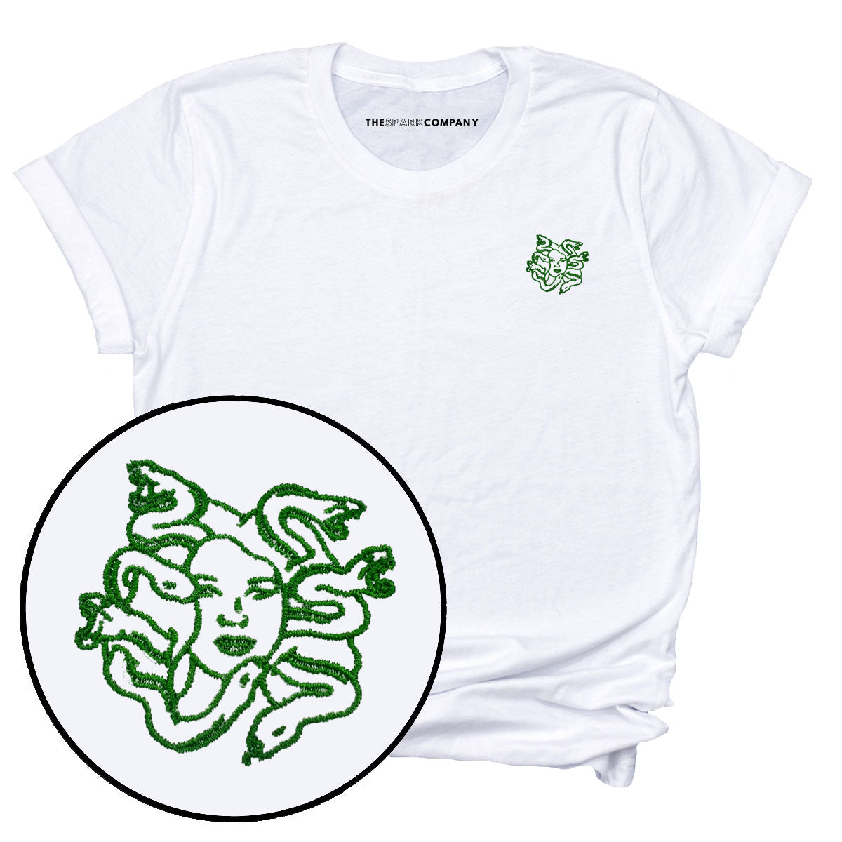 Medusa Embroidery Detail T-Shirt-Feminist Apparel, Feminist Clothing, Feminist T Shirt, BC3001-The Spark Company