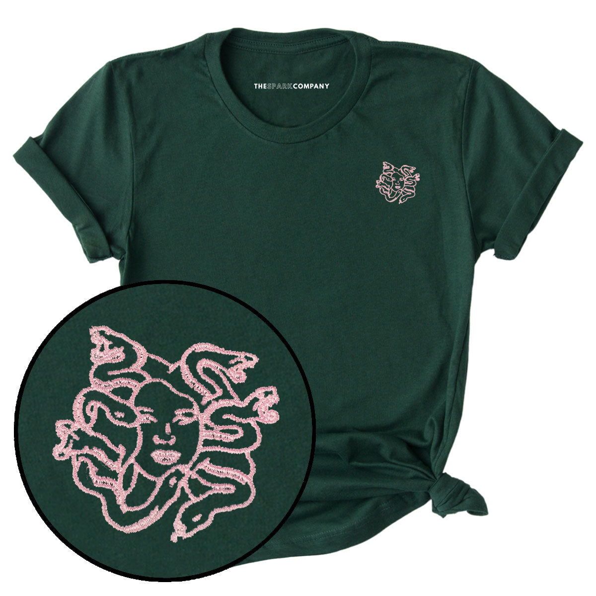 Medusa Embroidery Detail T-Shirt-Feminist Apparel, Feminist Clothing, Feminist T Shirt, BC3001-The Spark Company