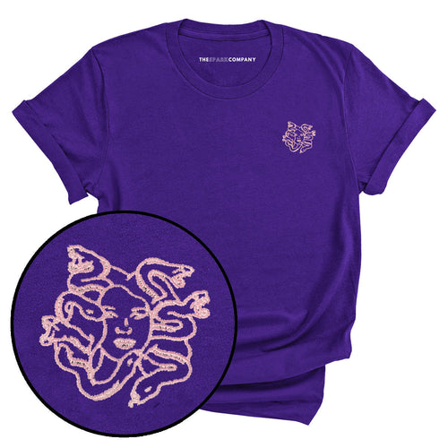 Medusa Embroidery Detail T-Shirt-Feminist Apparel, Feminist Clothing, Feminist T Shirt, BC3001-The Spark Company