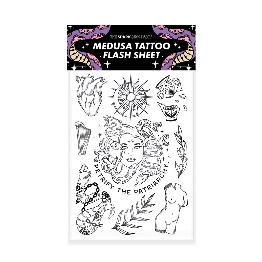 Medusa Tattoo Transfer Sheet-Feminist Apparel, Feminist Gift, Feminist Temporary Tattoo Sheet-The Spark Company