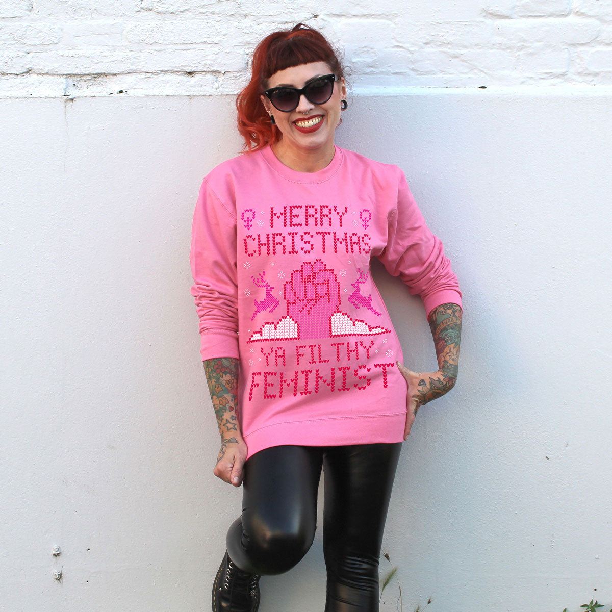 Merry Christmas Ya Filthy Feminist Ugly Christmas Jumper-Feminist Apparel, Feminist Clothing, Feminist Sweatshirt, JH030-The Spark Company