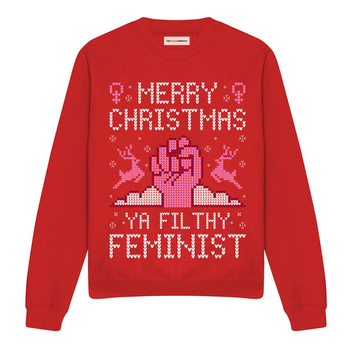 Merry Christmas Ya Filthy Feminist Ugly Christmas Jumper-Feminist Apparel, Feminist Clothing, Feminist Sweatshirt, JH030-The Spark Company