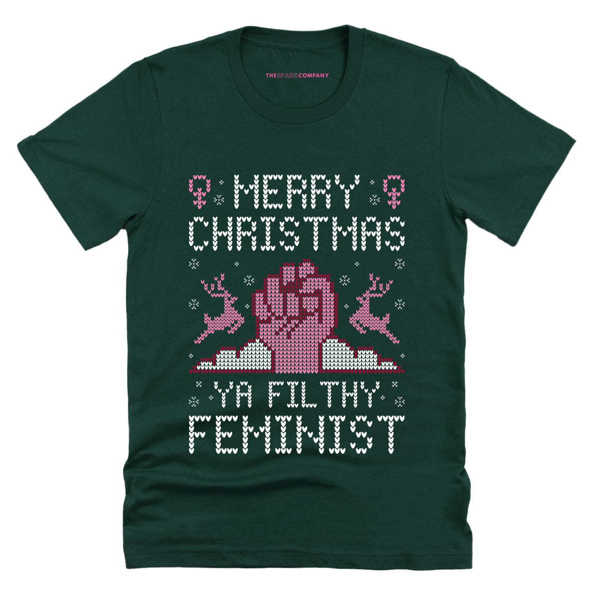 Merry Christmas Ya Filthy Feminist Ugly Christmas T-Shirt-Feminist Apparel, Feminist Clothing, Feminist T Shirt, BC3001-The Spark Company