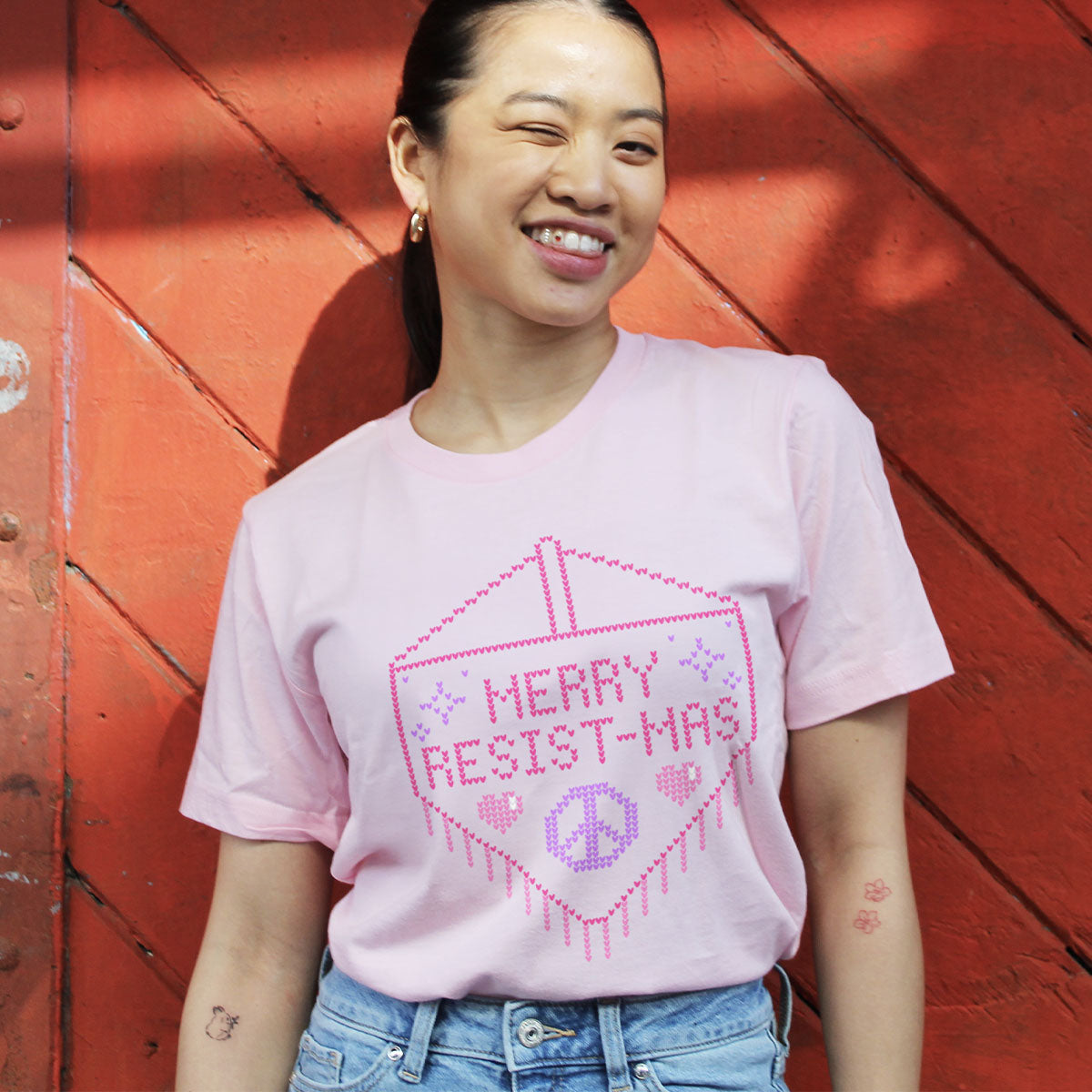 Merry Resist-mas Ugly Christmas T-Shirt-Feminist Apparel, Feminist Clothing, Feminist T Shirt, BC3001-The Spark Company