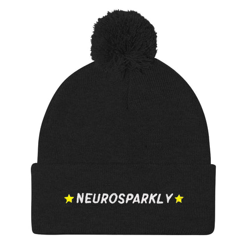 Neurosparkly Embroidered Pom Pom Beanie Hat-Feminist Apparel, Feminist Gift, Feminist Beanie Hat BB426-The Spark Company