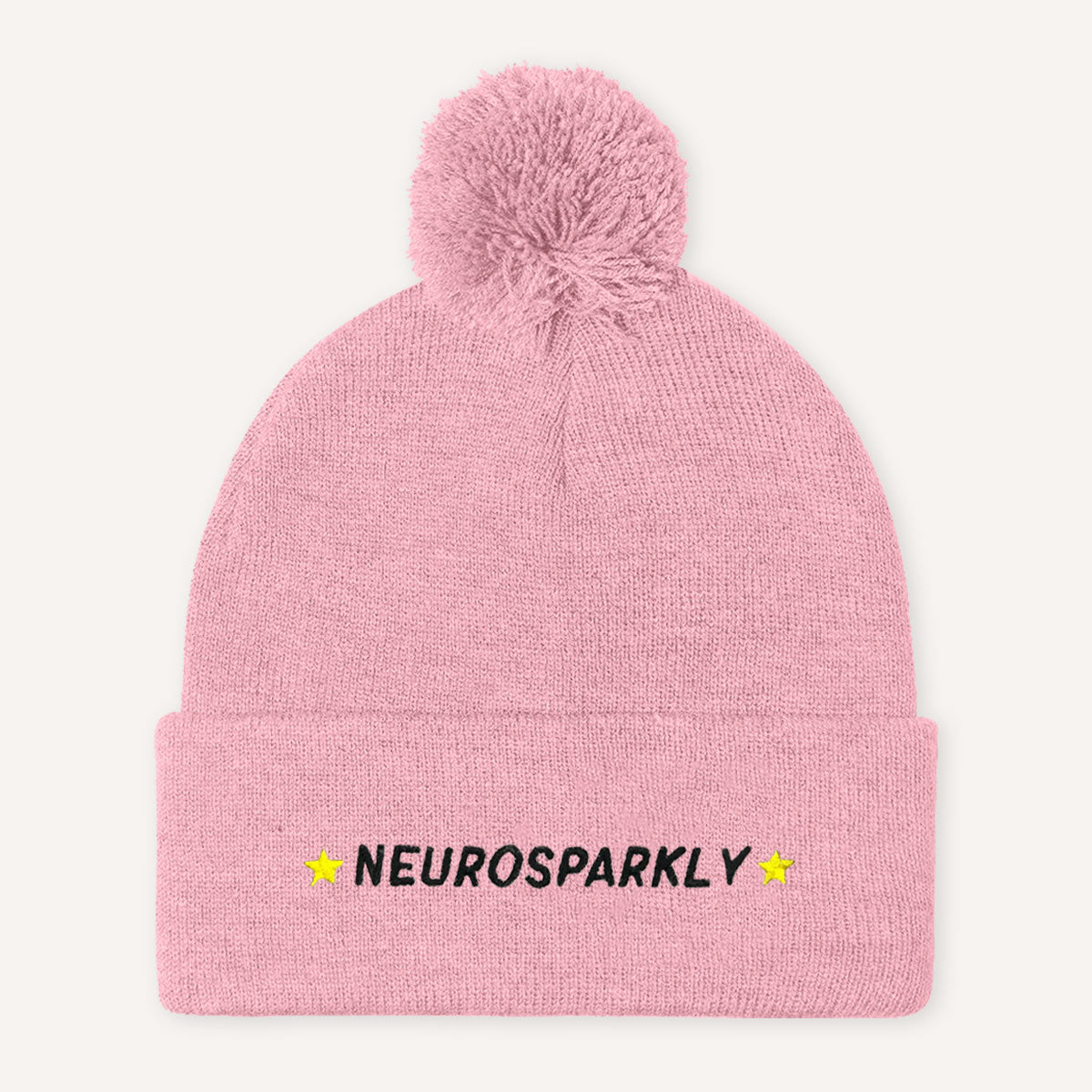 Neurosparkly Embroidered Pom Pom Beanie Hat-Feminist Apparel, Feminist Gift, Feminist Beanie Hat BB426-The Spark Company