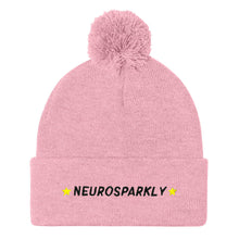 Load image into Gallery viewer, Neurosparkly Embroidered Pom Pom Beanie Hat-Feminist Apparel, Feminist Gift, Feminist Beanie Hat BB426-The Spark Company