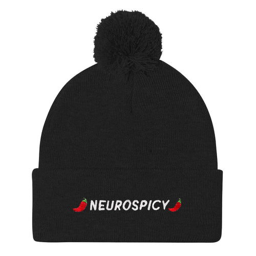 Neurospicy Embroidered Pom Pom Beanie Hat-Feminist Apparel, Feminist Gift, Feminist Beanie Hat BB426-The Spark Company