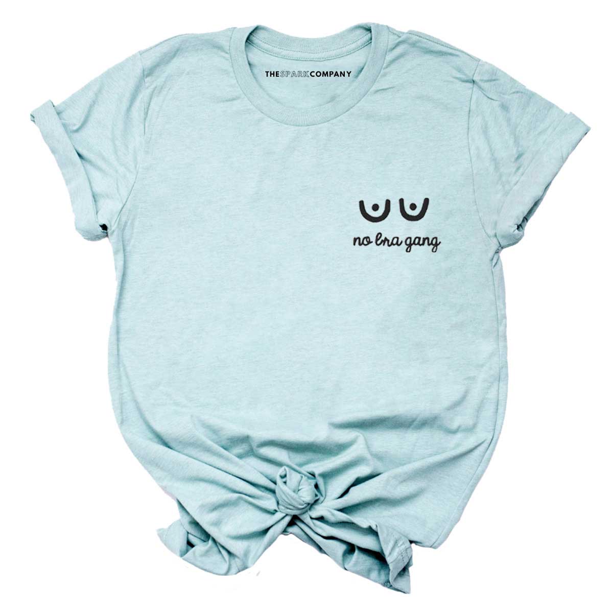 No Bra Gang Embroidered T-Shirt-Feminist Apparel, Feminist Clothing, Feminist T Shirt-The Spark Company
