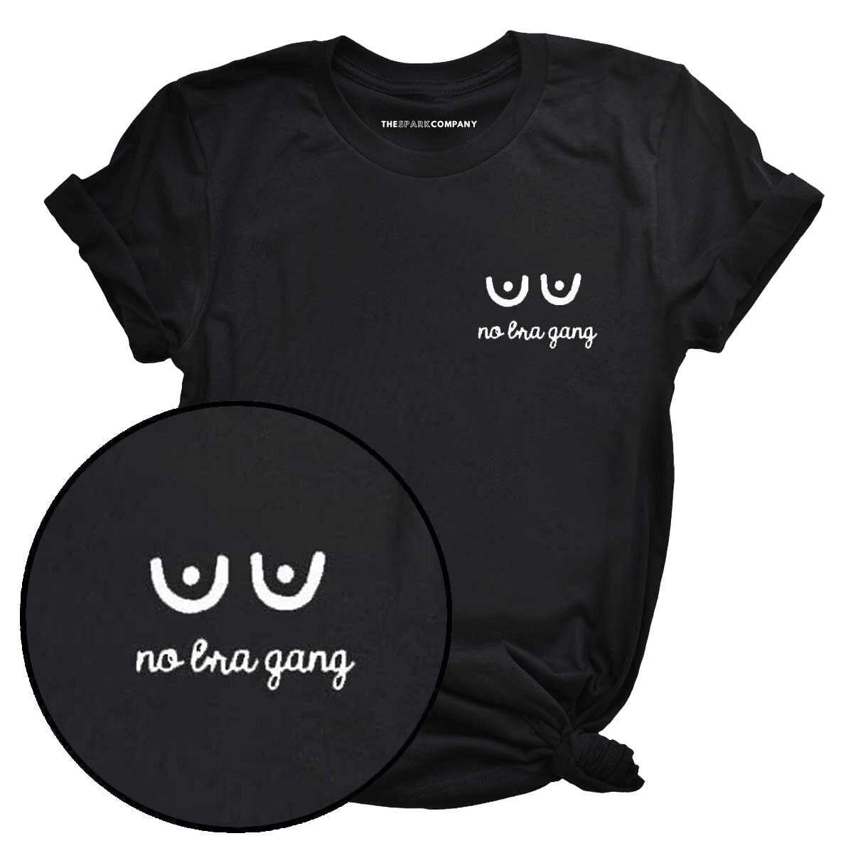 No Bra Gang Embroidered T-Shirt-Feminist Apparel, Feminist Clothing, Feminist T Shirt-The Spark Company