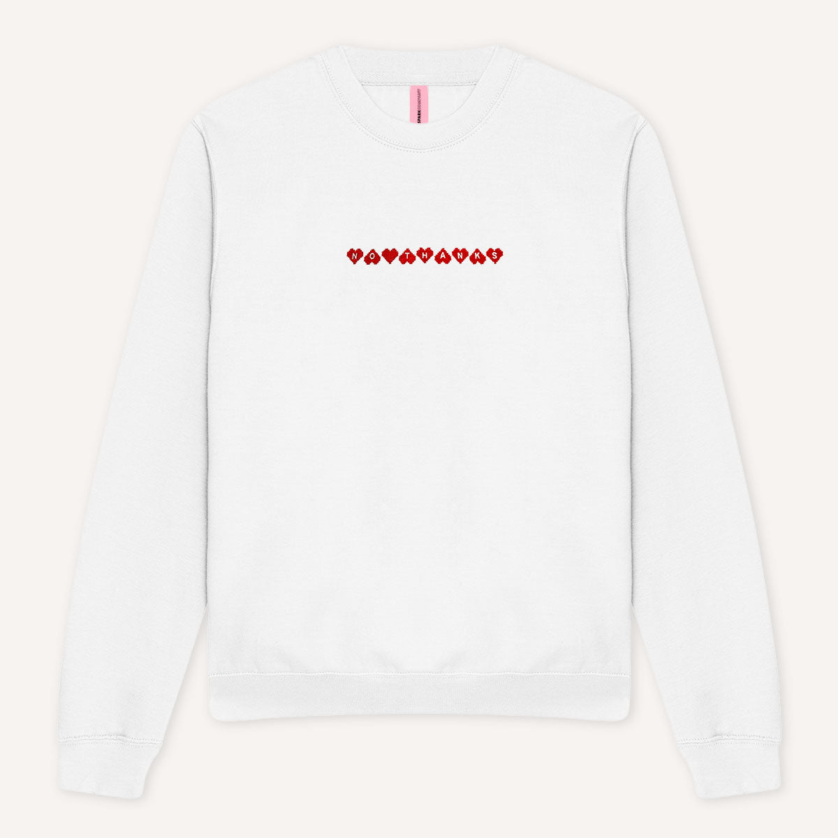 No Thanks Embroidered Sweatshirt-Feminist Apparel, Feminist Clothing, Feminist Sweatshirt, JH030-The Spark Company