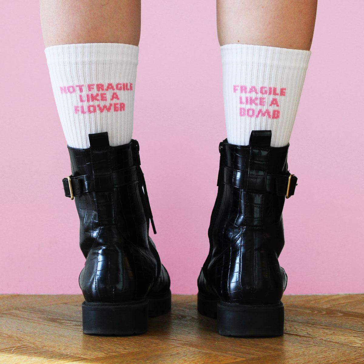 Not Fragile Like A Flower, Fragile Like A Bomb Socks-Feminist Apparel, Feminist Clothing, Feminist Socks-The Spark Company