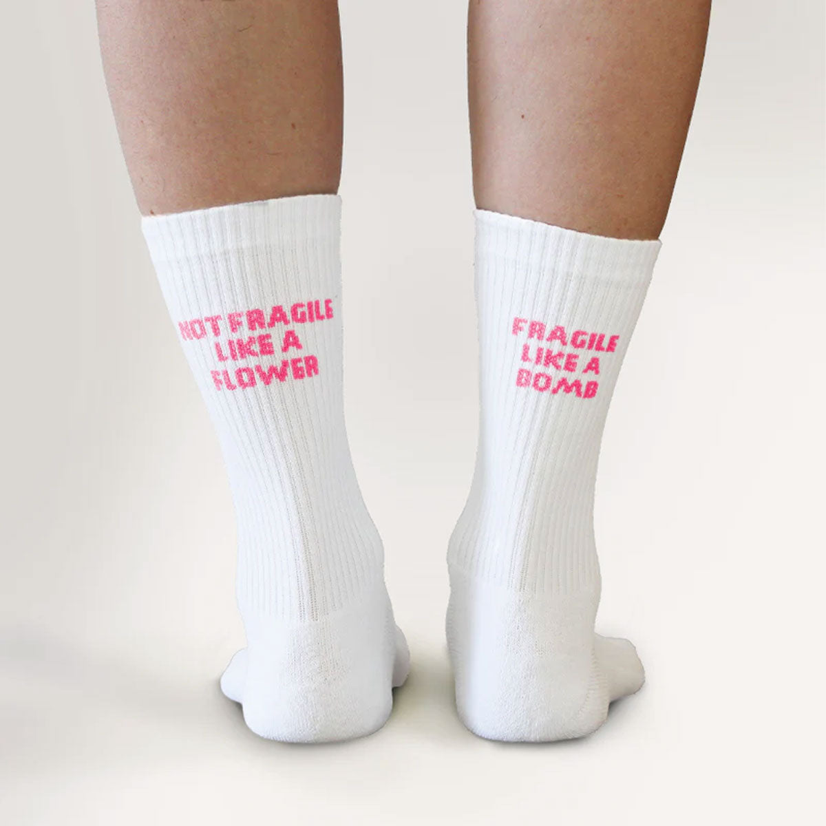 Not Fragile Like A Flower, Fragile Like A Bomb Socks-Feminist Apparel, Feminist Clothing, Feminist Socks-The Spark Company