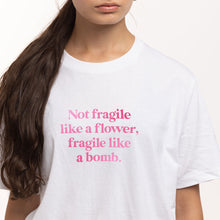 Load image into Gallery viewer, Not Fragile Like A Flower, Fragile Like A Bomb T-Shirt-Feminist Apparel, Feminist Clothing, Feminist T Shirt, BC3001-The Spark Company