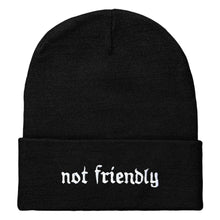 Load image into Gallery viewer, Not Friendly Embroidered Beanie Hat-Feminist Apparel, Feminist Gift, Feminist Cuffed Beanie Hat, BB45-The Spark Company