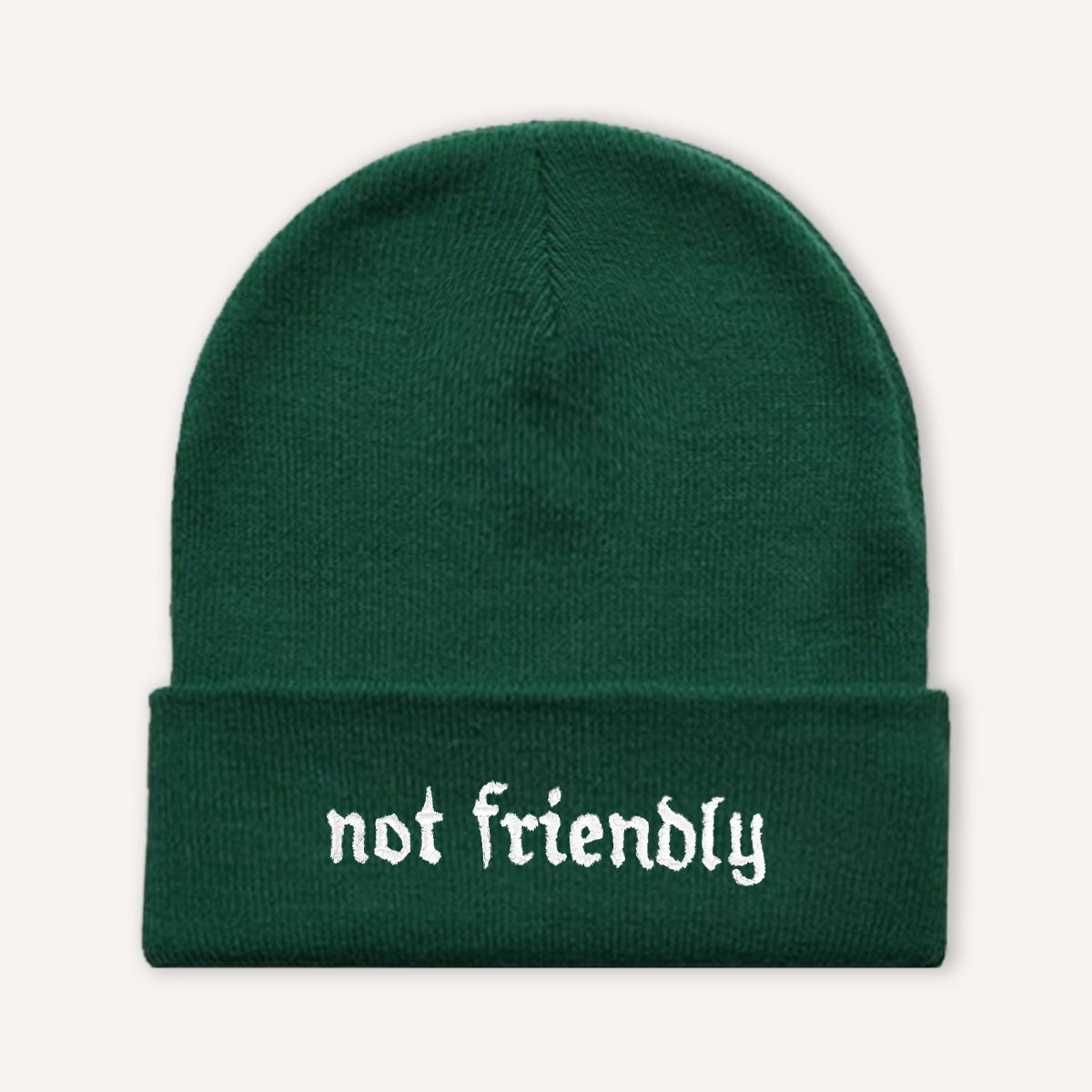 Not Friendly Embroidered Beanie Hat-Feminist Apparel, Feminist Gift, Feminist Cuffed Beanie Hat, BB45-The Spark Company