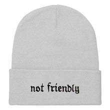 Load image into Gallery viewer, Not Friendly Embroidered Beanie Hat-Feminist Apparel, Feminist Gift, Feminist Cuffed Beanie Hat, BB45-The Spark Company