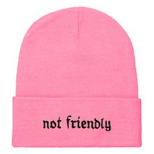 Load image into Gallery viewer, Not Friendly Embroidered Beanie Hat-Feminist Apparel, Feminist Gift, Feminist Cuffed Beanie Hat, BB45-The Spark Company